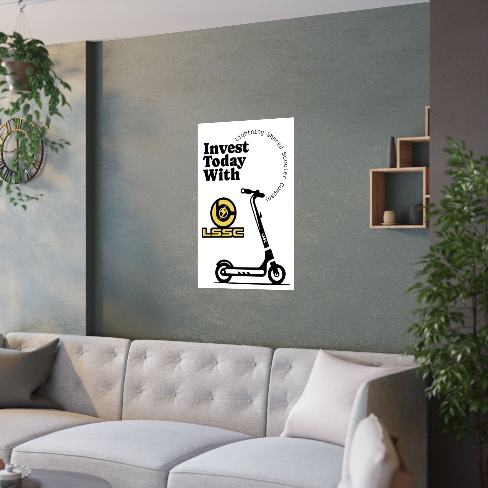 Invest Today with LSSC Satin Poster, Motivational Wall Art, Scooter Decor, Office Inspiration, Modern Home Decor