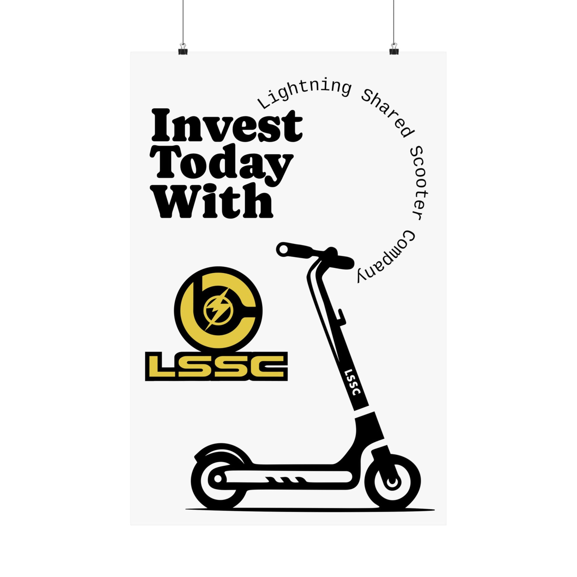 Invest Today with LSSC Satin Poster, Motivational Wall Art, Scooter Decor, Office Inspiration, Modern Home Decor