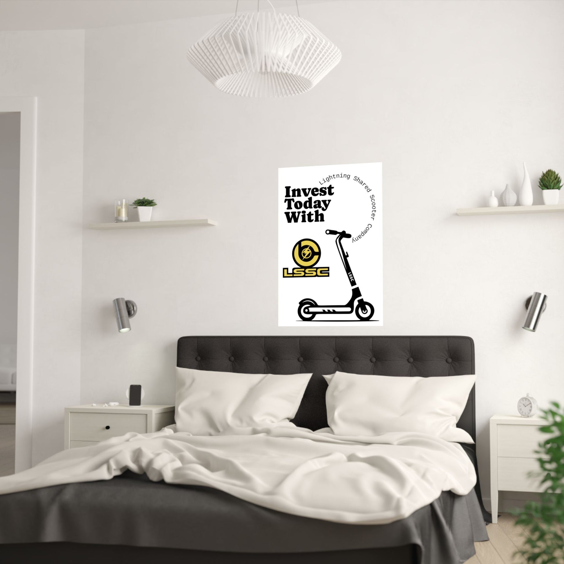Invest Today with LSSC Satin Poster, Motivational Wall Art, Scooter Decor, Office Inspiration, Modern Home Decor